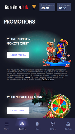 Promotions mobiles du casino Grand Master Jack