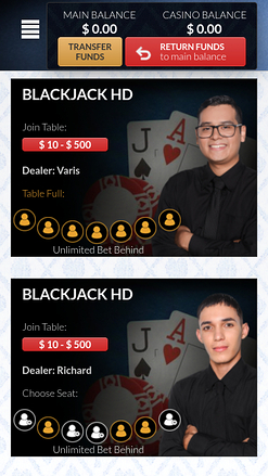 Casino mobile Grande Vegas avec croupier en direct