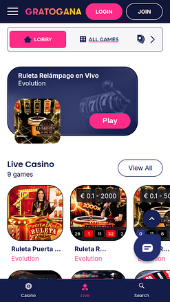 Casino Gratogana Móvil Crupier en vivo