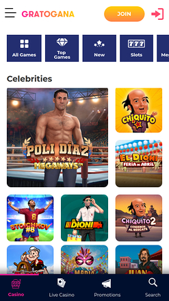 Gratogana Casino Mobile Celebrities