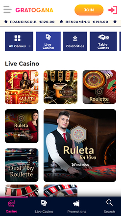 Gratogana Casino Mobile Live dealer
