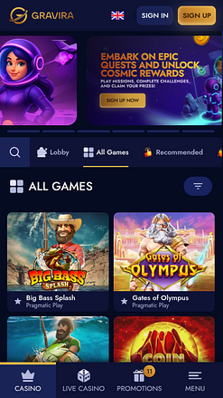 Juegos móviles del casino Gravira