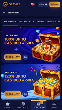 Promociones móviles del Casino Gravira