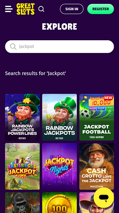 Jackpot mobile du casino GreatSlots