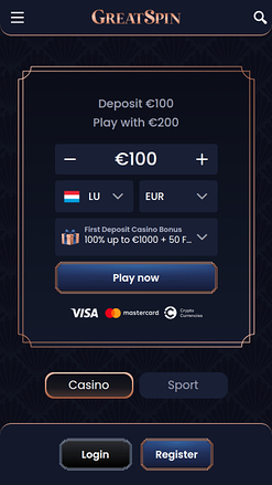 Домашняя страница мобильного казино Greatspin