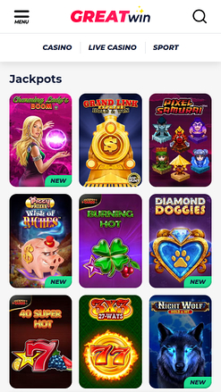 Jackpot mobile du casino Greatwin