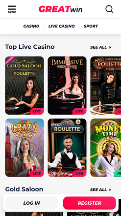 Casino mobile Greatwin avec croupier en direct