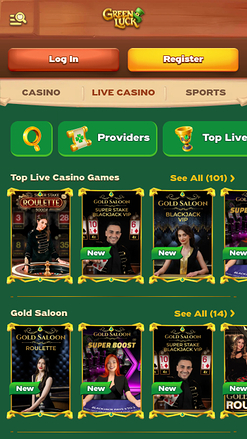 Casino mobile GreenLuck avec croupier en direct