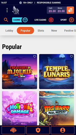 Jeux mobiles de Griffon Casino