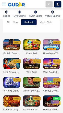 Jackpot d'images mobiles du casino Gudar