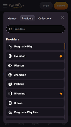 Sviluppatori di giochi per dispositivi mobili Gunsbet Casino