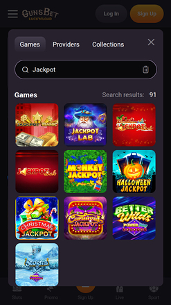 Jackpot mobile del casinò Gunsbet