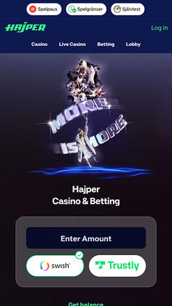 Page d'accueil mobile du casino Hajper