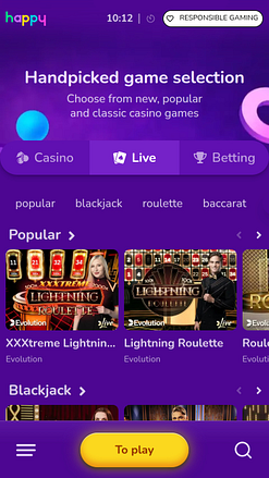Happy Casino Mobile Live Dealer