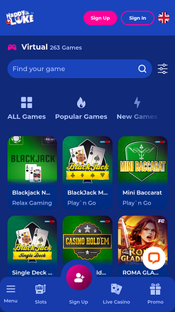 Juegos virtuales móviles de Happy Luke Casino