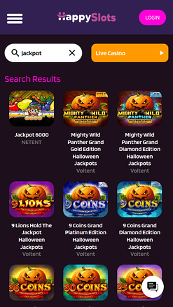 Jackpot du casino mobile Happy Slots