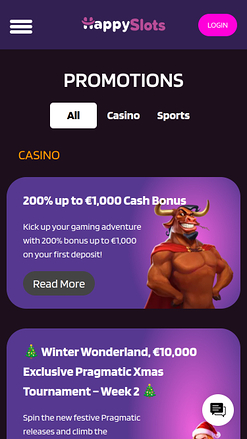 Promotions mobiles du casino Happy Slots