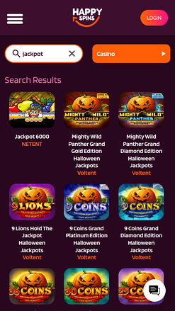 Jackpot mobile du casino Happy Spins
