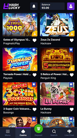 Juegos de imágenes móviles de Hash Lucky Casino