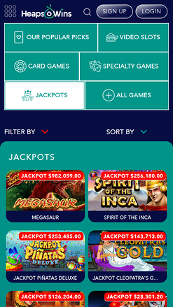 Heaps O Wins Casino Mobile jackpot