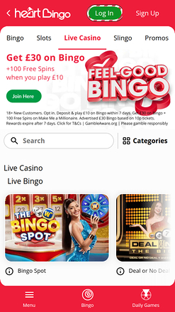 Heart Bingo Casino Mobile croupier dal vivo