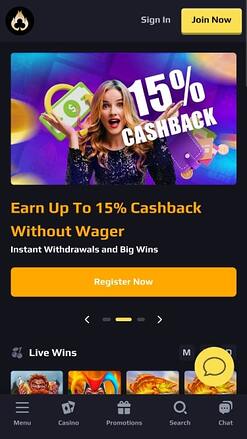 Heats Casino Page d’accueil Mobile