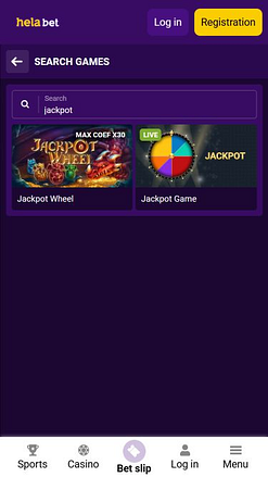Jackpot mobile du casino Helabet