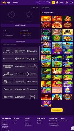 Jackpot di Helabet Casino Mobile