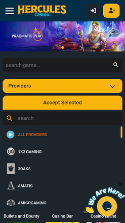 Capture d'écran mobile du jeu Hercules Casino par les développeurs du jeu