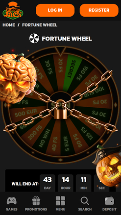 Roue de la Fortune de la version mobile de Hidden Jack Casino