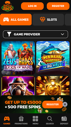 Jeux de la version mobile de Hidden Jack Casino