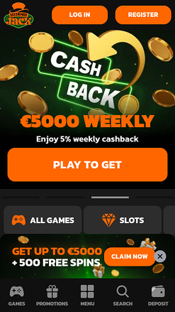 Hidden Jack Casino Mobile Page d’accueil