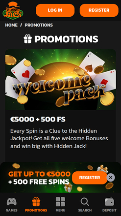 Promotions de la version mobile de Hidden Jack Casino