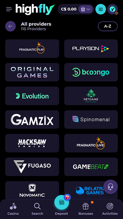 Développeurs de jeux mobiles de casino High Fly Bet