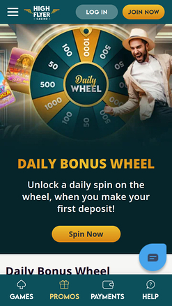Roue bonus mobile de High Flyer Casino