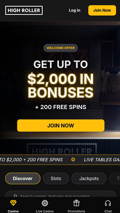 Page d'accueil mobile de High Noon Casino