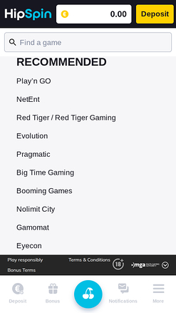 Desarrolladores de juegos móviles de Hip Spin Casino