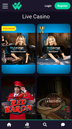 Casino mobile Hiper Win avec croupier en direct