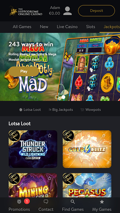 Jackpot móvil del casino Hippodrome