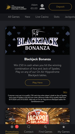 Promociones móviles del casino Hippodrome