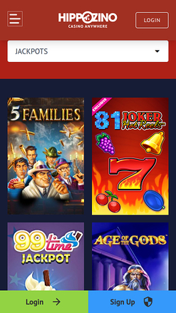 Jackpot mobile du casino Hippozino