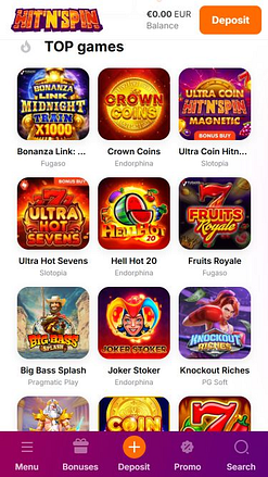 Мобильные игры казино Hitnspin