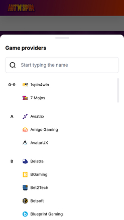Développeurs de jeux mobiles Hitnspin Casino