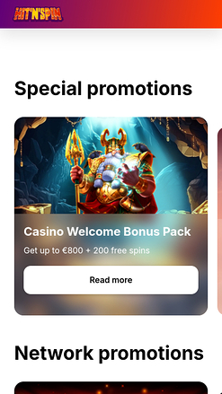 Hitnspin Casino Mobile Promotions
