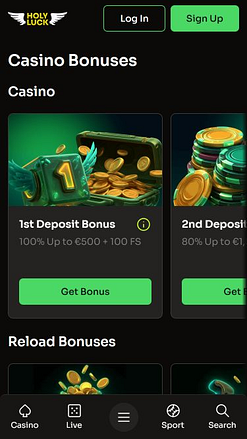 Promociones móviles del casino HolyLuck