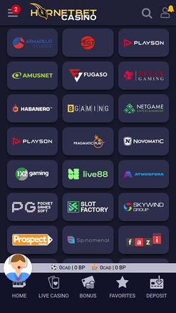 Разработчики мобильных игр казино Hornetbet