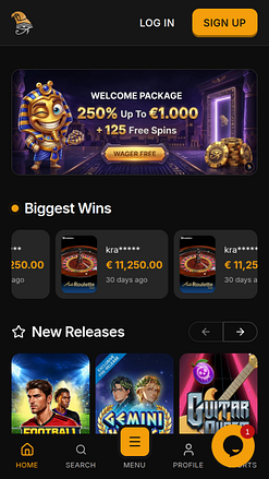Horus Casino Mobile Homepage