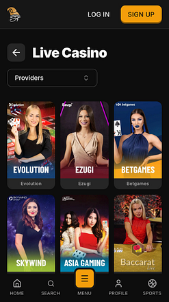 Horus Casino Mobile Live Dealer