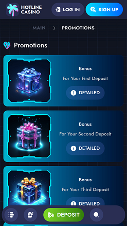 Promociones móviles de Hotline Casino