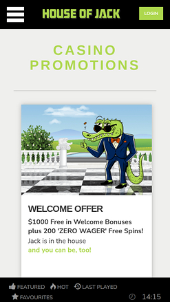 Promotions mobiles du casino House of Jack